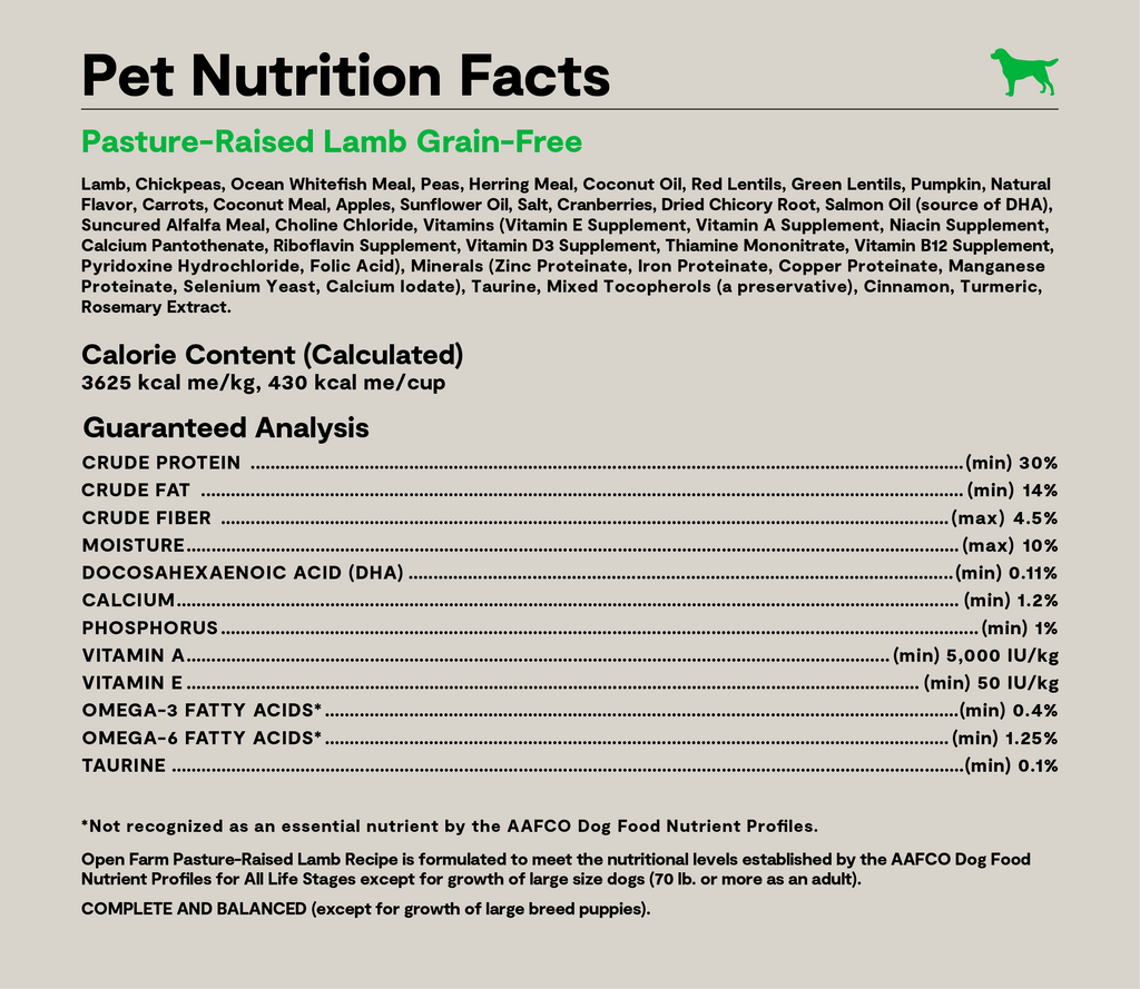 Pasture-Raised Lamb Grain-Free Dog Kibble