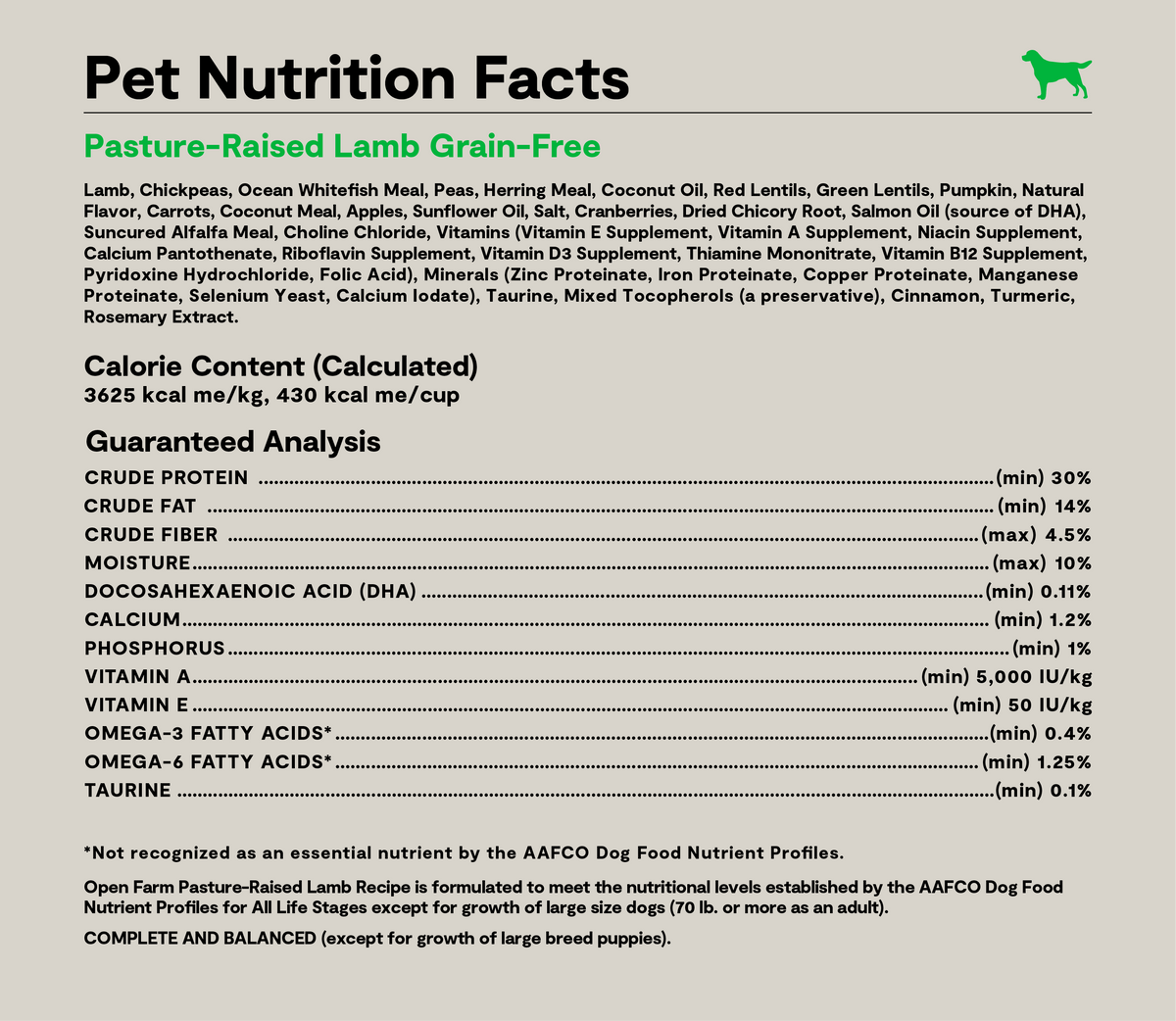 Pasture-Raised Lamb Grain-Free Dog Kibble