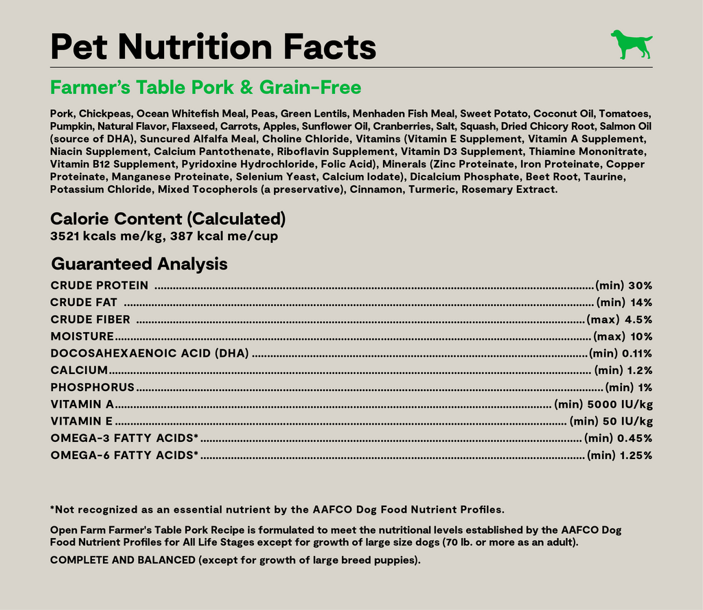 Farmer's Table Pork Grain-Free Dog Kibble