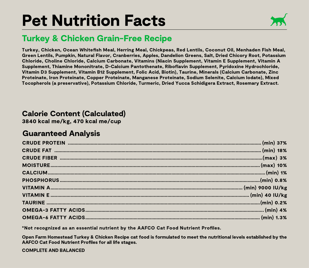 Homestead Turkey & Chicken Grain-Free Cat Kibble