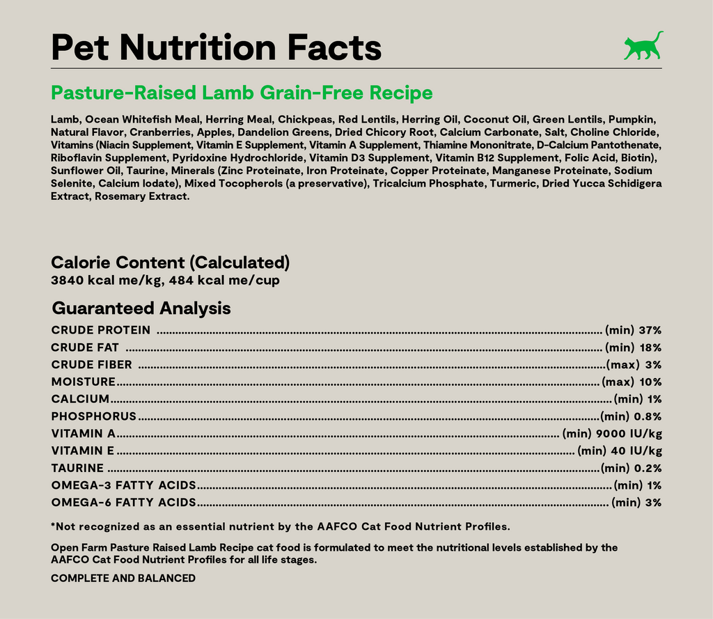 Pasture-Raised Lamb Grain-Free Cat Kibble