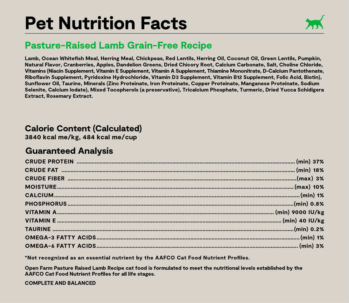 Pasture-Raised Lamb Grain-Free Cat Kibble