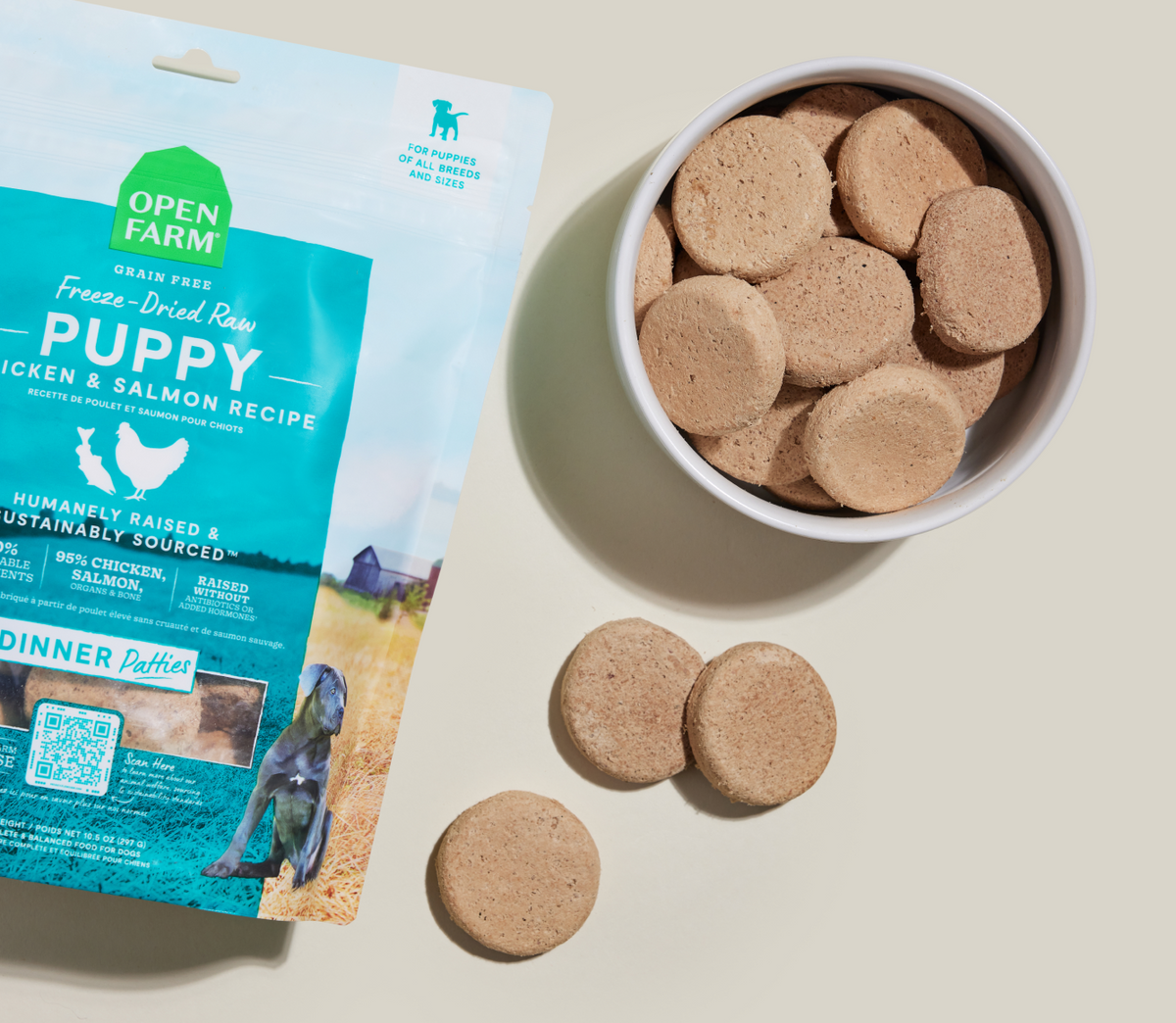 Chicken & Salmon Freeze Dried Raw Patties for Puppies