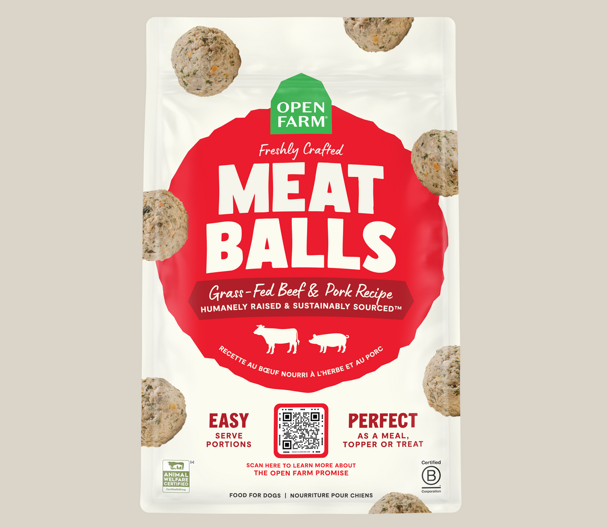 Grass-Fed Beef & Pork Freshly Crafted Meatballs for Dogs