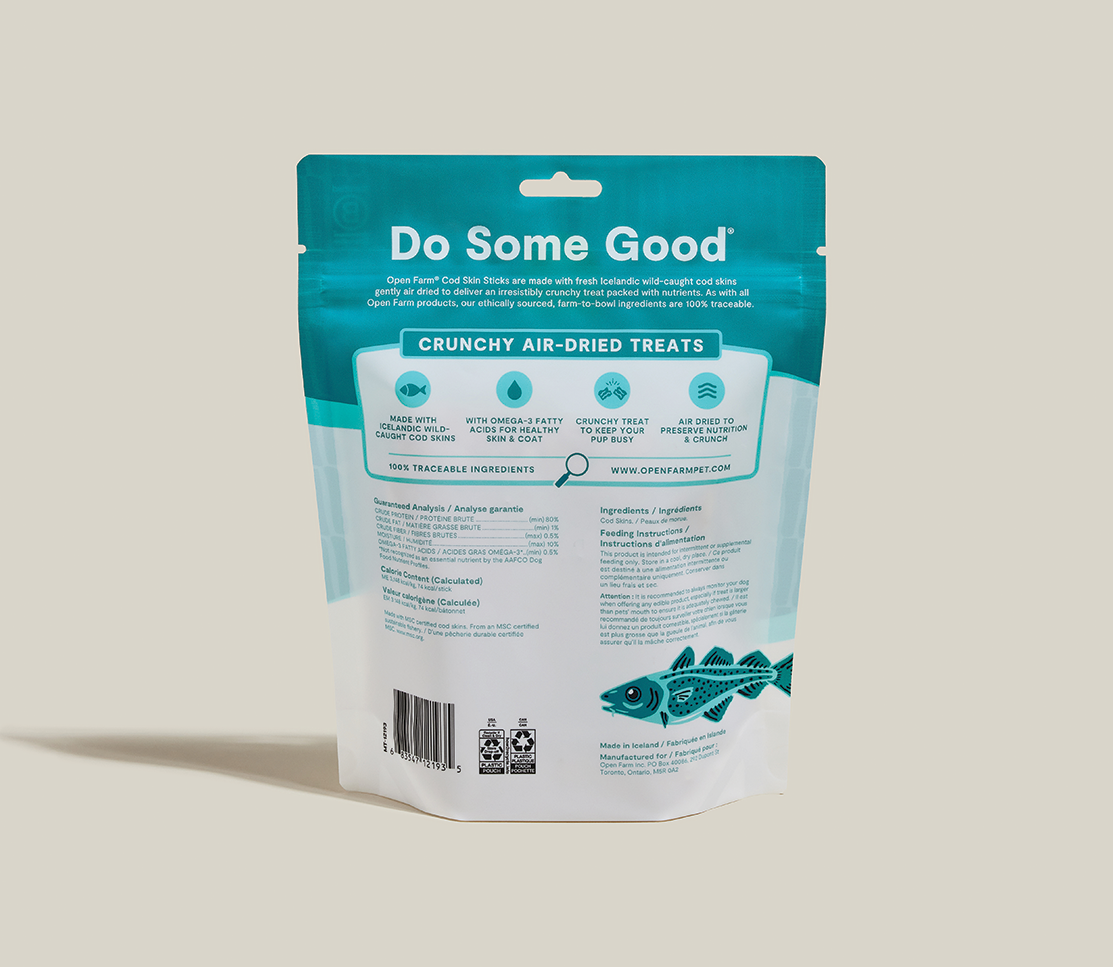 Icelandic Air-Dried Cod Skins Dog Treat Sticks